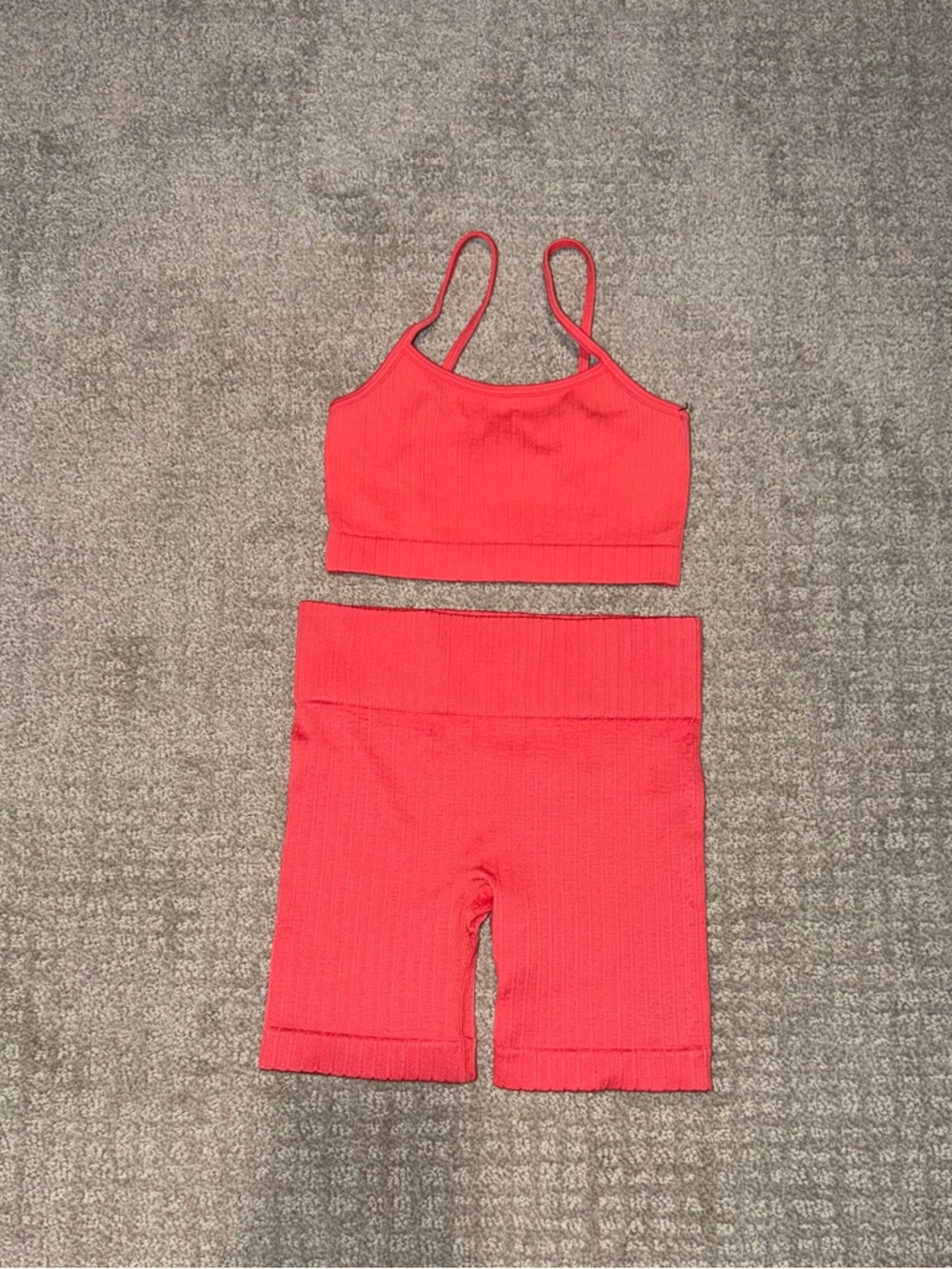 Girls Athletic Shorts & Bra Set S (6/7) Stretch Knit 2 Piece